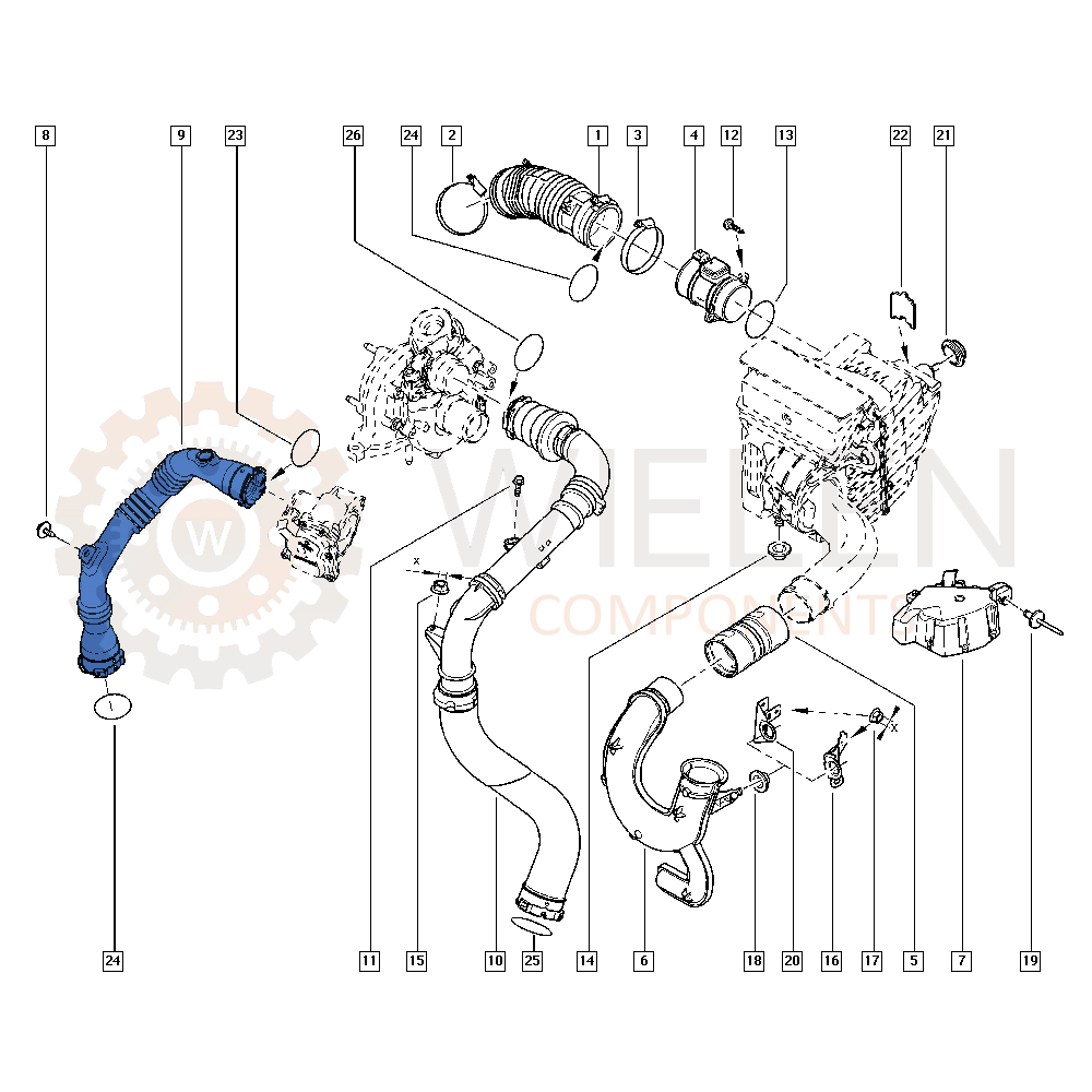 MANICOTTO INTERCOOLER TUBO TURBO ARIA IN PLASTICA RENAULT MEGAN SCENIC 1.6 DCI 144603264R